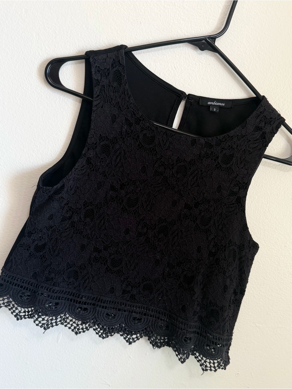 Ambiance Black Lace Cropped Shell Top